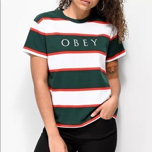 Obey Acid Box Green & Red Strip T-Shirt